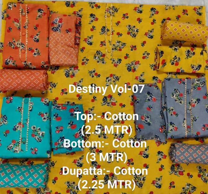 Destiny 7 Casual Daily Wear Cotton Printed Dress Material Collection